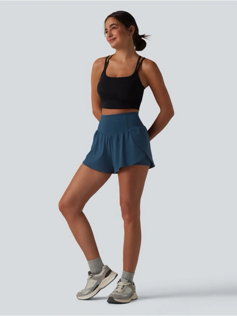 Halara SoftlyZero™ Airy High Waisted Tummy Control 2-in-1 Curved Hem - NAVY